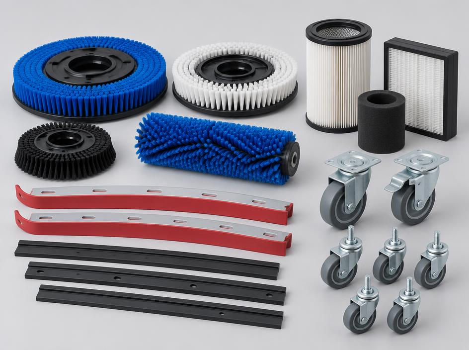 Commercial broom, dust pan and scrub brush set